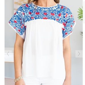 Buddy Love Red, white and blue blouse